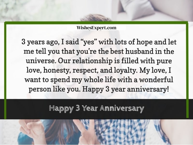 35+ Happy 3 Year Anniversary Wishes