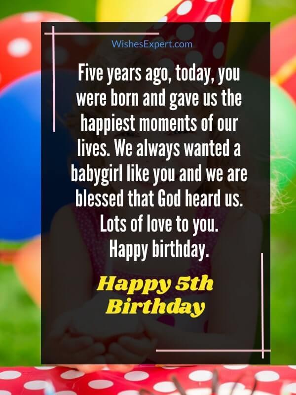 35 Sweet 5th birthday Wishes For 5 Years Old