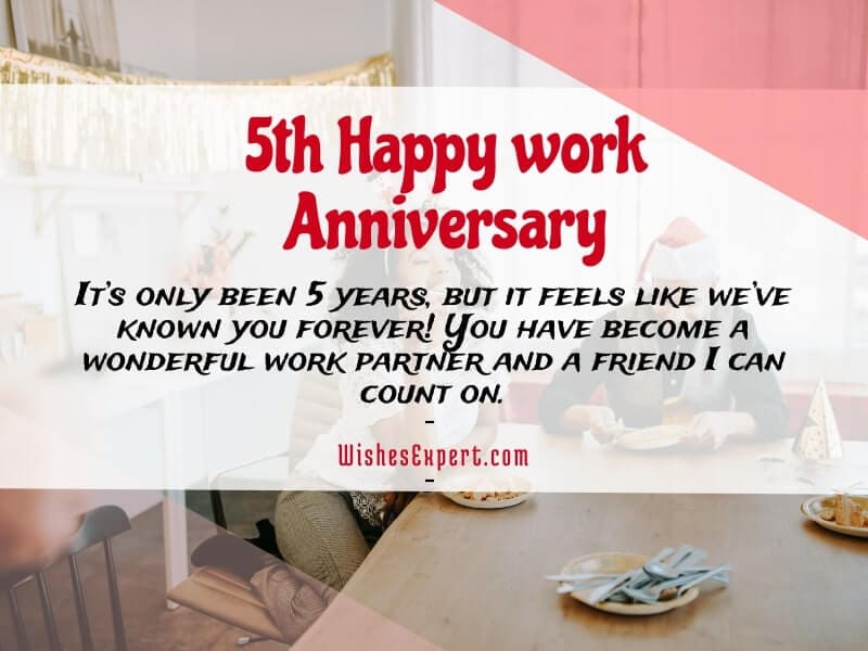 20 Best Happy 5 Year Work Anniversary Wishes