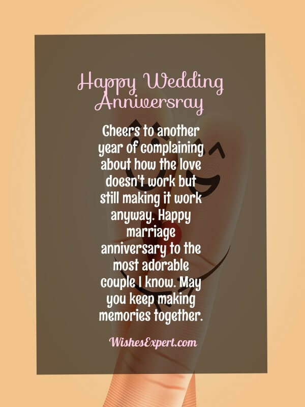 Funny wedding anniversary wishes for couple