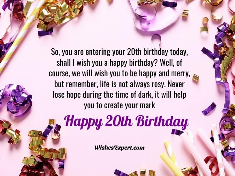 40+ Happy 20th Birthday Wishes And Messages