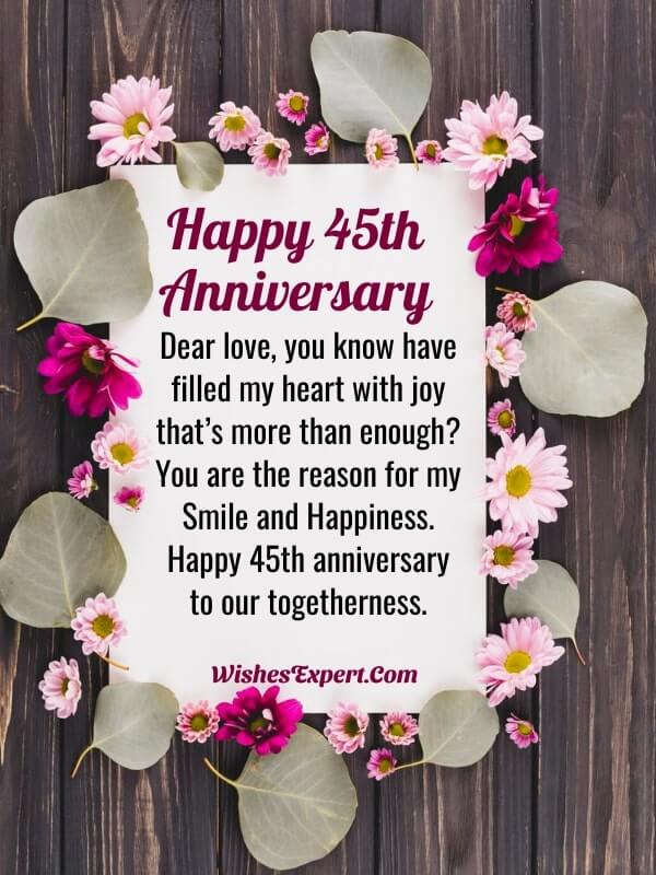 45th Wedding Anniversary Quotes and wishes