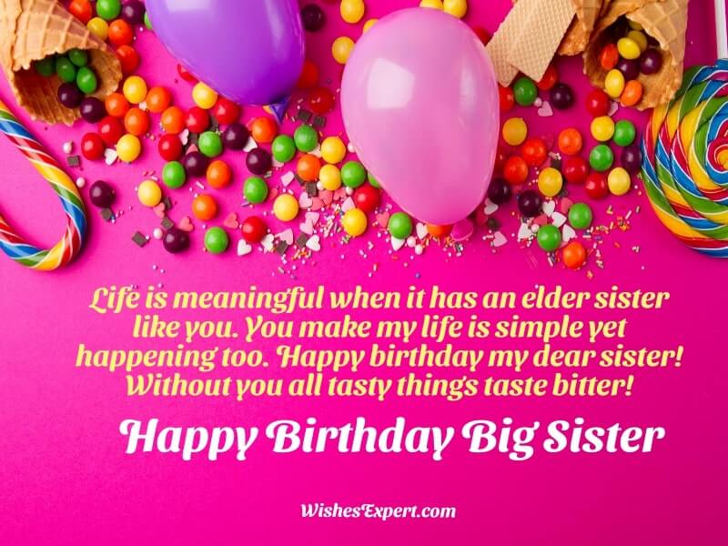 Birthday message for older sister