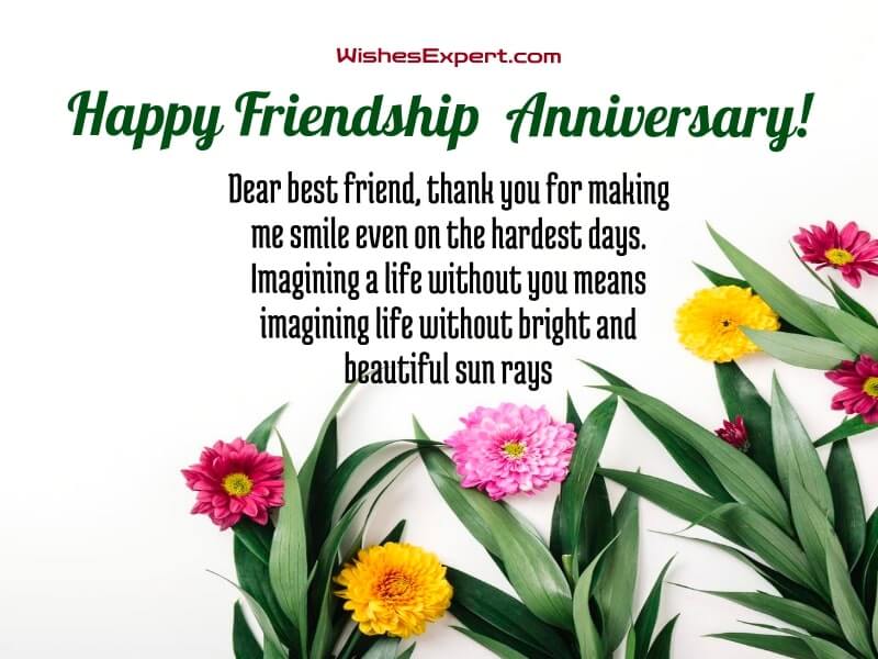 Friendship anniversary wishes for best friend