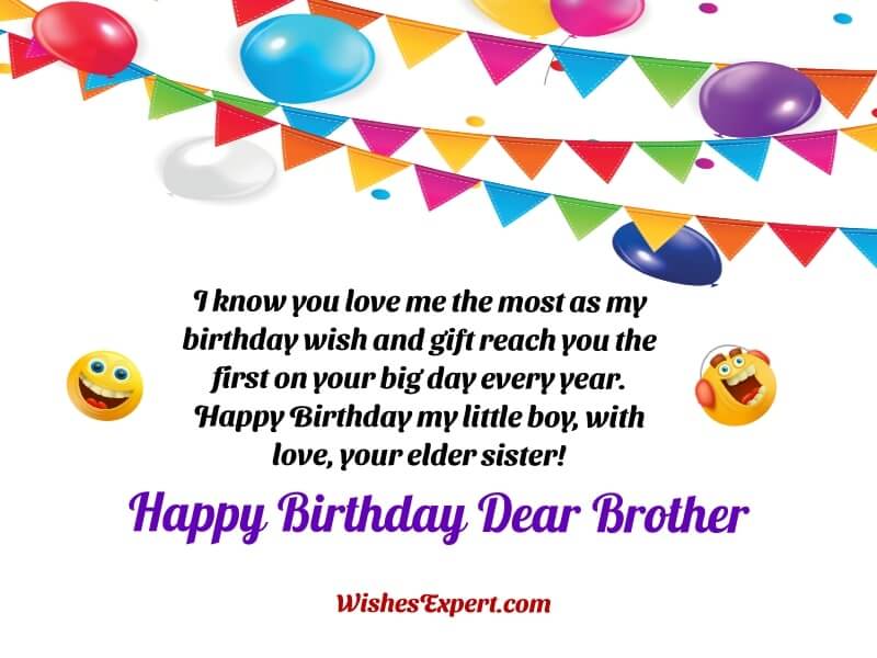 Funny birthday wishes for brother from sister