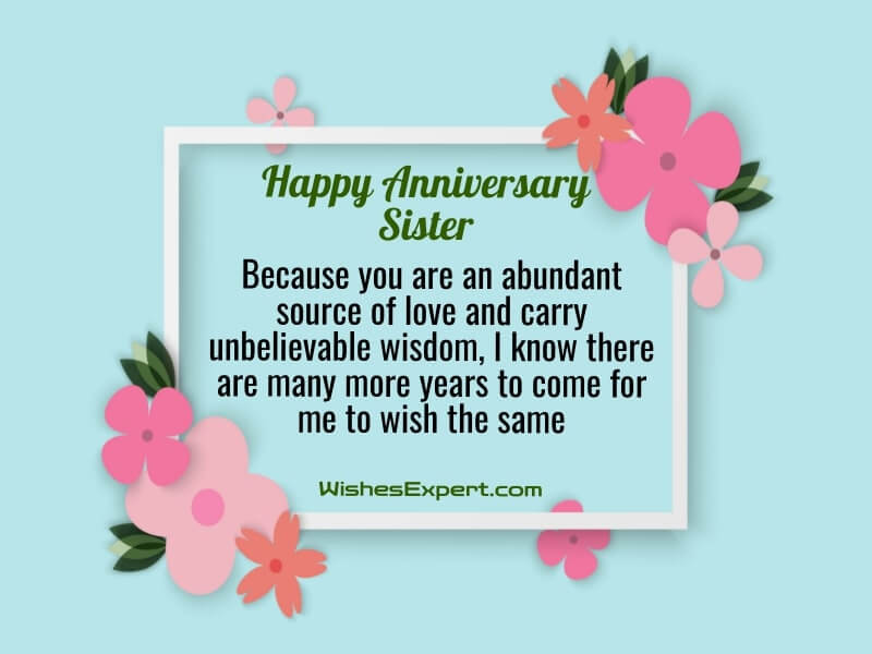 wedding anniversary wishes for sister
