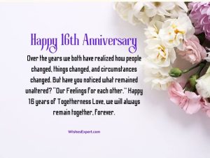 Happy 16th Anniversary Wishes And Messages