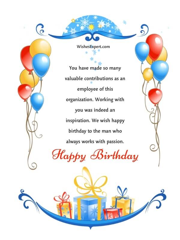 Birthday messages for employee