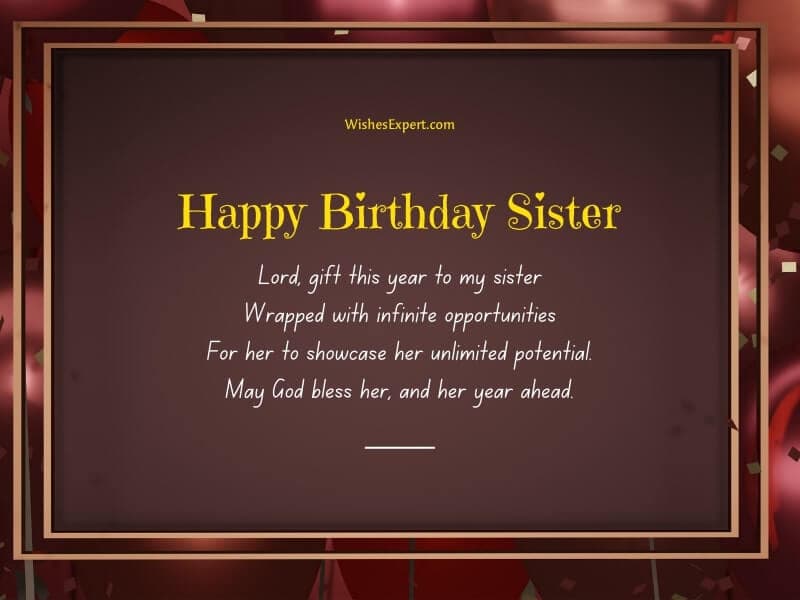 Birthday prayer for sister