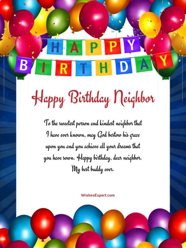 Sweet Birthday Wishes for Neighbor