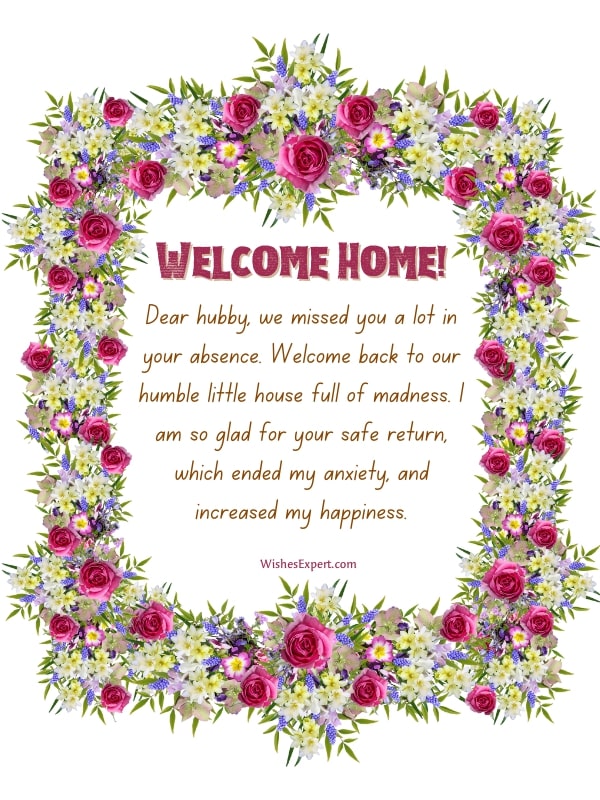 Welcome Back Home Messages For Husband