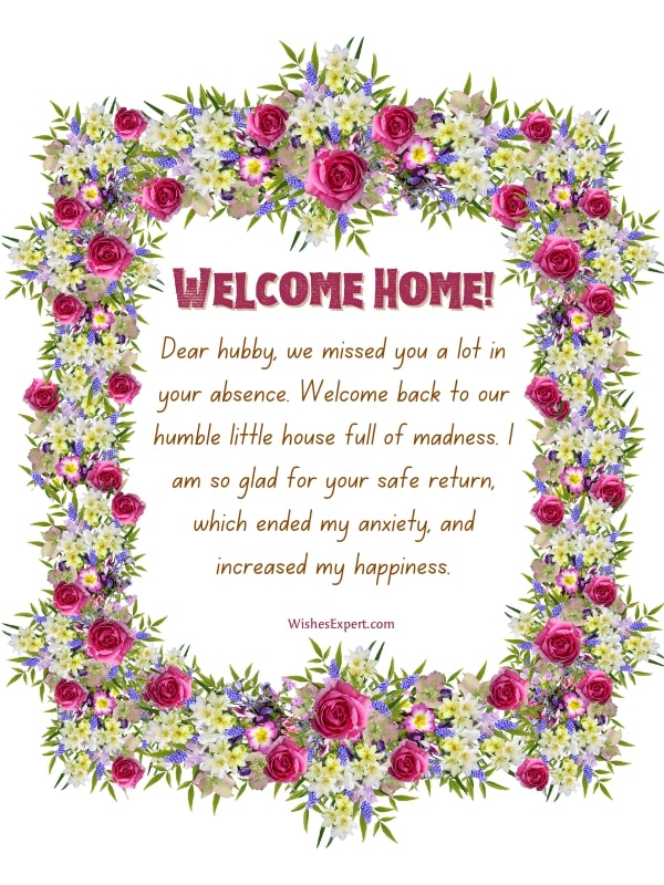 15+ Welcome Back Home Messages for Husband