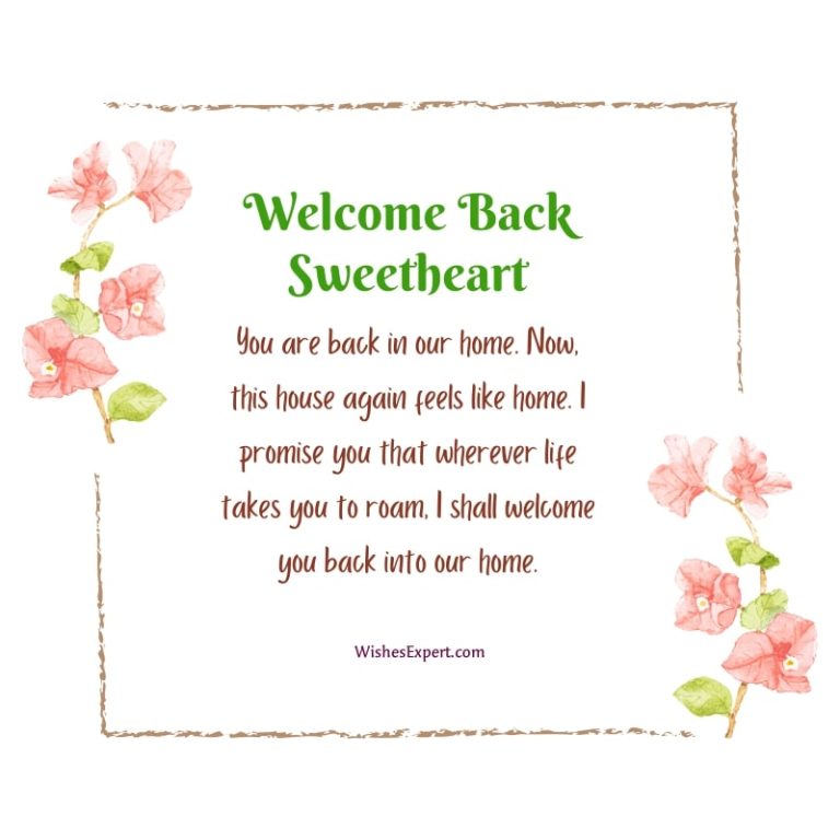Welcome Back Home Messages for Husband