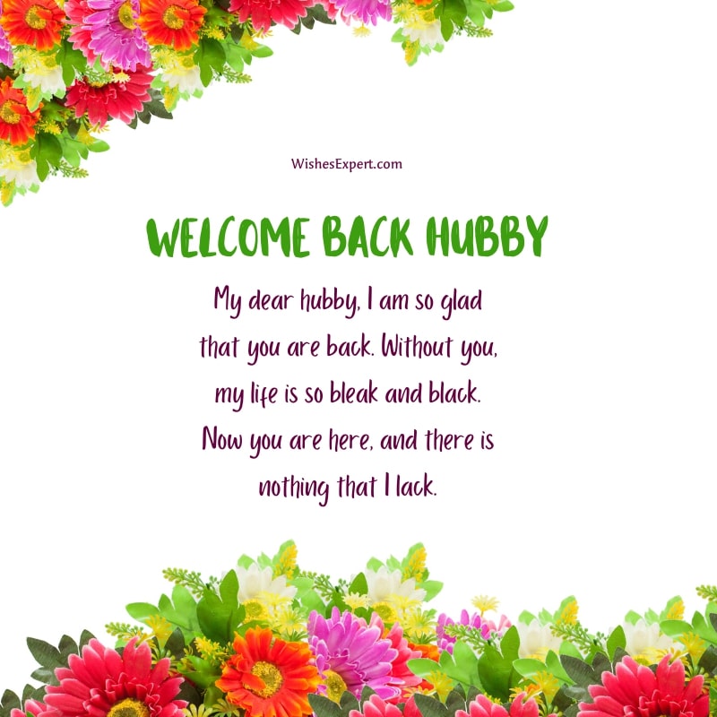 Welcome Back Home Messages for Husband