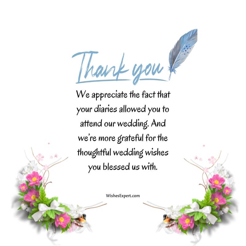 Appreciation For Wedding Wishes