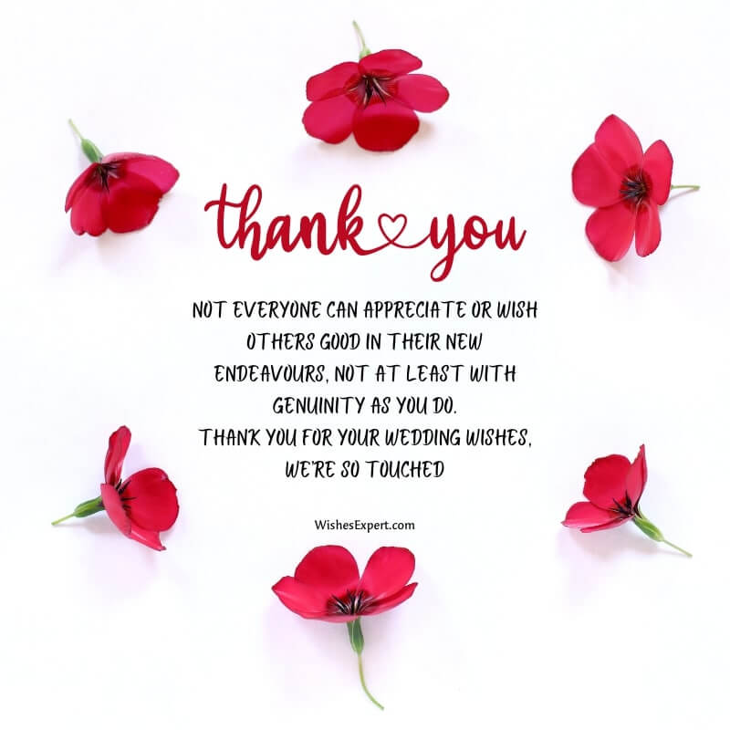 Thank You Notes For Wedding Wishes
