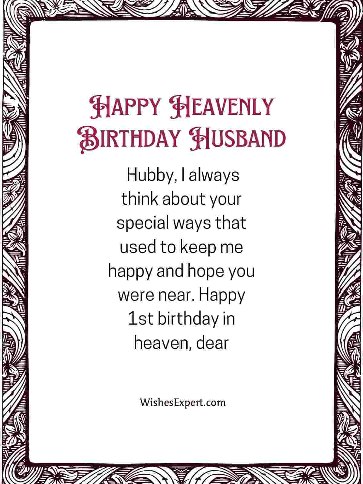 First Birthday In Heaven Husband